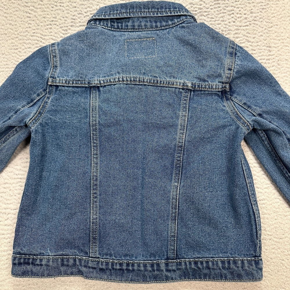 Levis Trucker Jacket Small Child Size Large Blue Denim Button Pockets - Picture 7 of 7
